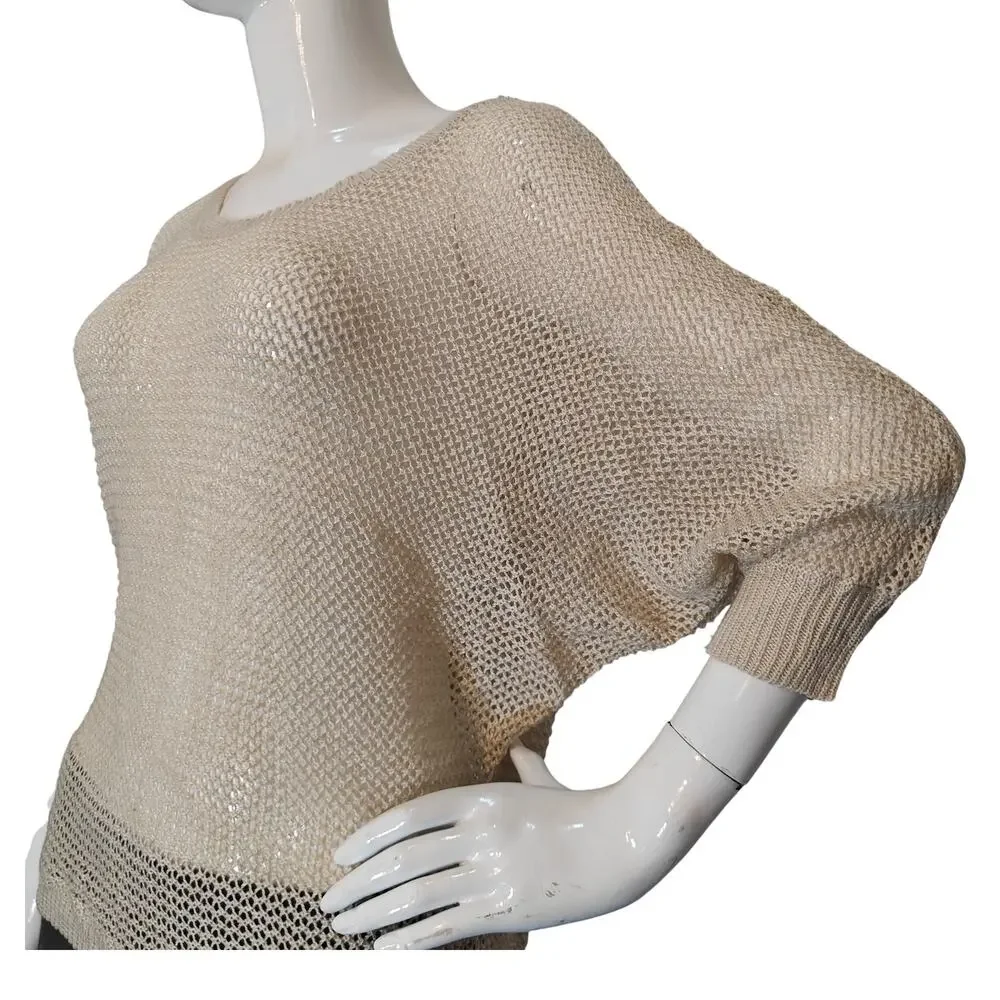 Q 1982 Cream Open Knit Dolman Sleeve Sweater Size Large - Picture 2 of 7
